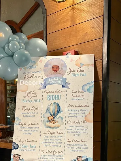 A closer view of the personalized milestone board, a cherished keepsake for the parents.