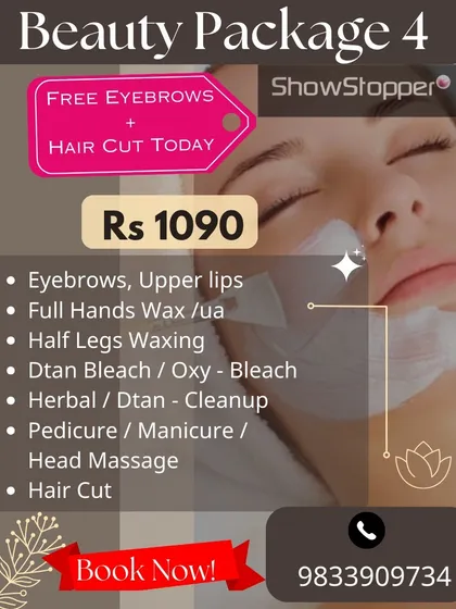 This comprehensive package includes waxing, threading, a cleanup, and your choice of a pedicure, manicure, or relaxing head massage to help you unwind.