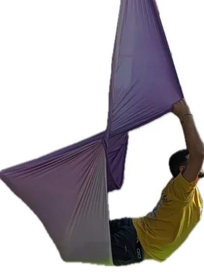 This supported backbend feels amazing. The hammock takes all the pressure off your lower back, so you can open your chest and shoulders without any pain.