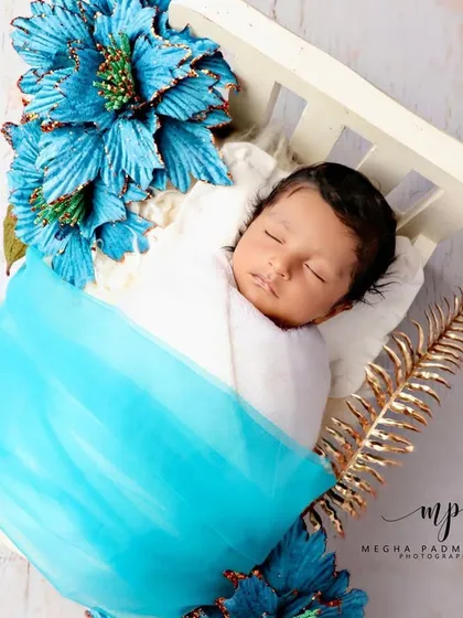 A top-down view of this dreamy, blue-themed setup.
