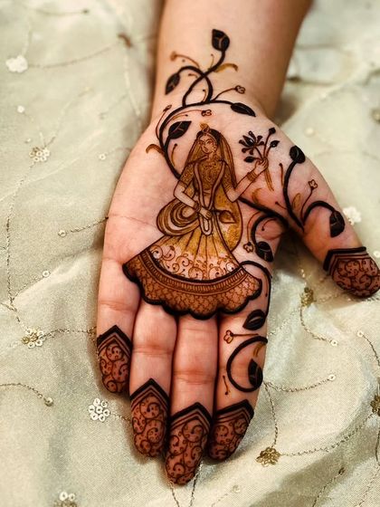 A minimalist yet elegant design featuring a portrait of Radha surrounded by a simple vine, perfect for those who want a touch of figurative art.