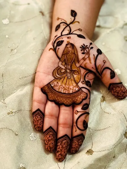 A minimalist yet elegant design featuring a portrait of Radha surrounded by a simple vine, perfect for those who want a touch of figurative art.