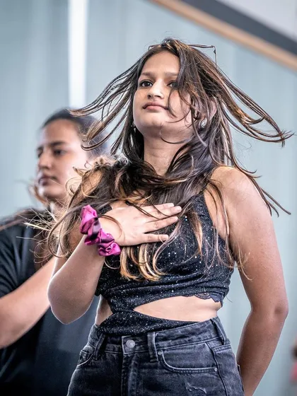 A moment of grace and emotion during a contemporary part of the workshop routine.