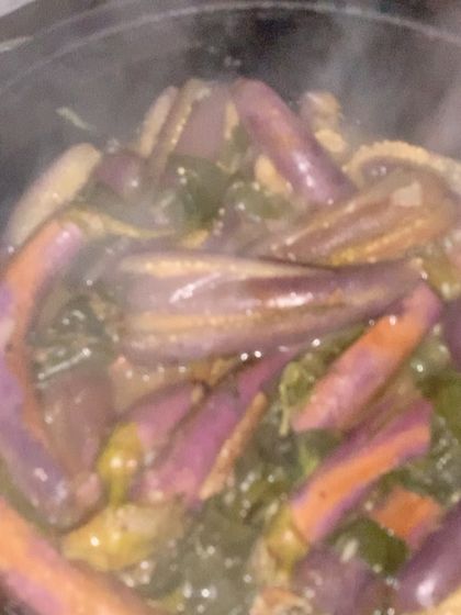 A simple brinjal curry that pairs well with fish.