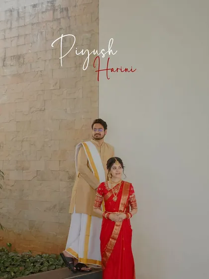 A minimalist and modern couple portrait. We used clean lines and negative space to create a stylish and artistic shot of this South Indian couple.