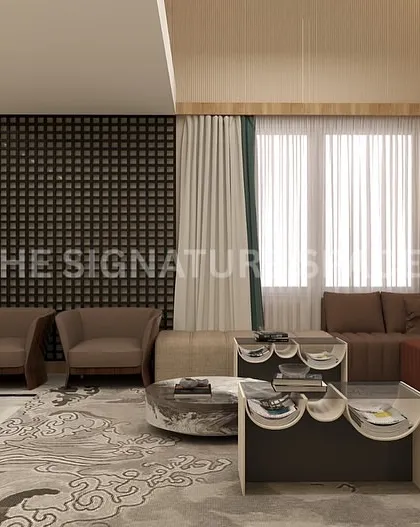 This living room execution involved installing a dark grid-patterned feature wall and contrasting wood paneling. We focus on achieving clean lines and precise joints, which are critical for minimalist and contemporary designs.