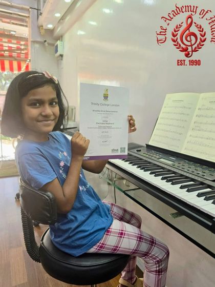 Huge congrats to Anushka Balachandran. She successfully completed her Grade 1 Electronic Keyboard examination, scoring a solid 77 out of 100. A fantastic start to her musical journey.