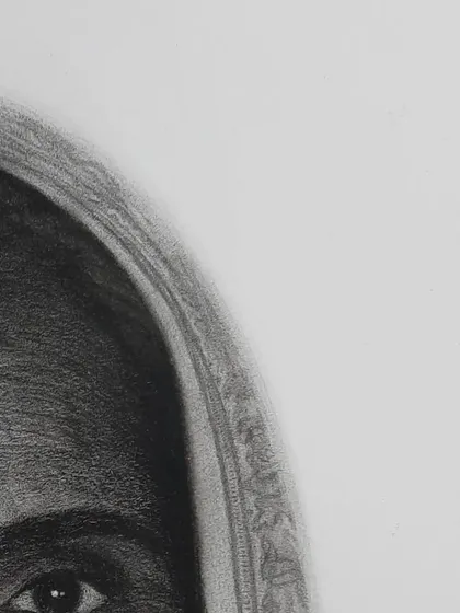 Another detail shot, highlighting the gentle smile and the warmth in her eyes.