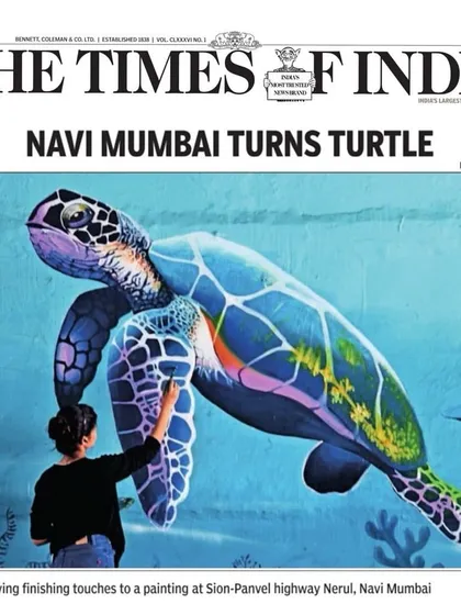 I was so humbled and grateful to see my work featured in The Times of India. This photo shows me giving the final touches to a large underwater turtle mural on the Sion-Panvel highway. It’s a wonderful feeling when my art becomes part of the city's landscape.