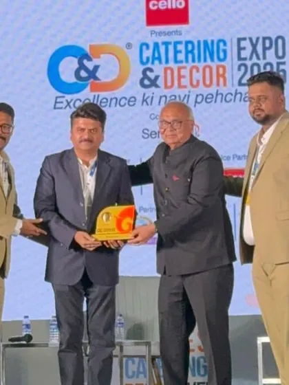 A proud moment receiving an award for excellence in decor and production. This recognition fuels my passion for creating innovative and beautiful weddings for my clients.
