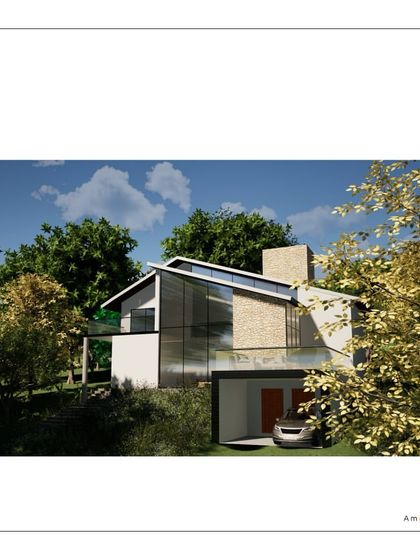 This perspective of The Ridgeway Escape shows the interplay of glass, stone, and white walls against the backdrop of the Coorg sky. The design captures the changing light and moods of the natural environment.