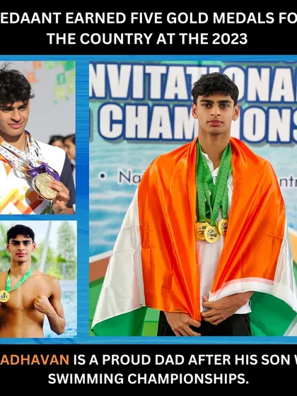 We celebrate the success of India's Vedaant Madhavan, who won five gold medals at the Malaysian invitational. His achievement is an inspiration to all young swimmers in the country and a proud moment for India.