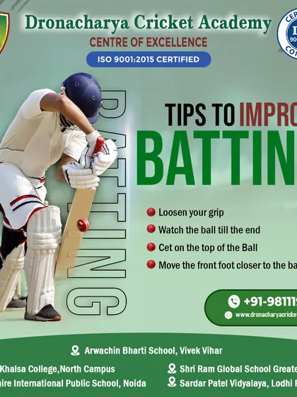 This graphic outlines four key tips to improve batting. We focus on these details, from a relaxed grip to precise footwork, in our personalized coaching sessions to help every player elevate their game.