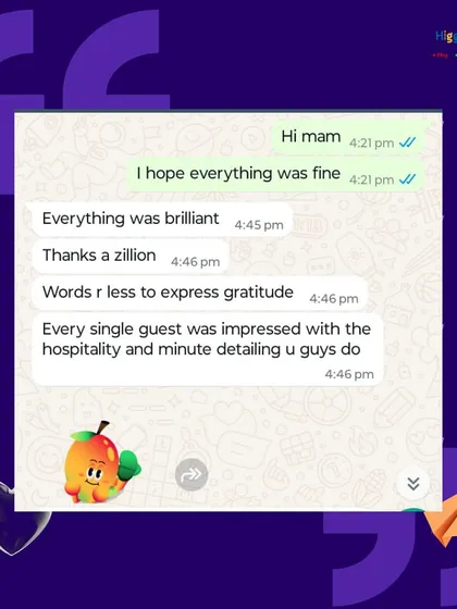 "Words r less to express gratitude." This heartfelt message, praising our hospitality and minute detailing, is a huge motivation for me and my team.