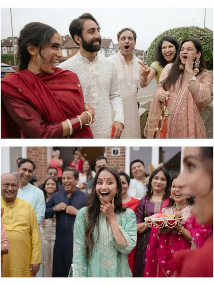 A collage showing the joyful reactions of Shaan's new family as she arrives at their home. The playful banter and warm welcome are a beautiful start to her new life.