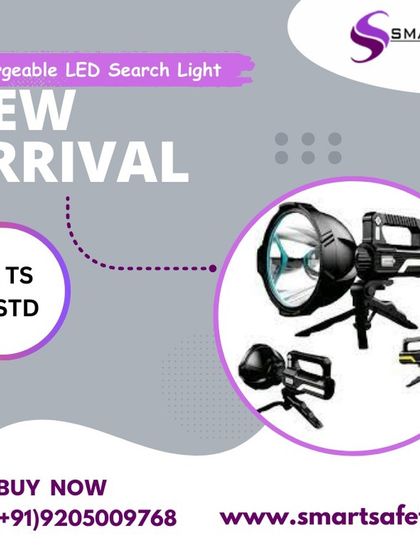 Presenting our new arrival, the YK TS 27 STD rechargeable LED searchlight. This model comes with a tripod stand for stable placement, making it perfect for farmers, security guards, and the Forest Department.