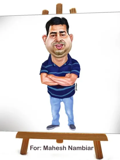 A caricature created for fellow artist Mahesh Nambiar.