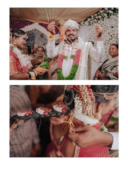 A collage showing the tying of the Mangalsutra, one of the most important moments in a Hindu wedding ceremony. I capture this from different angles to preserve the memory.