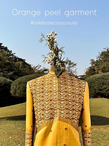 Celebrate consciously with our range of eco-friendly garments. This piece, made from orange peel fabric, is a testament to how your joy doesn't have to come at the planet's expense.