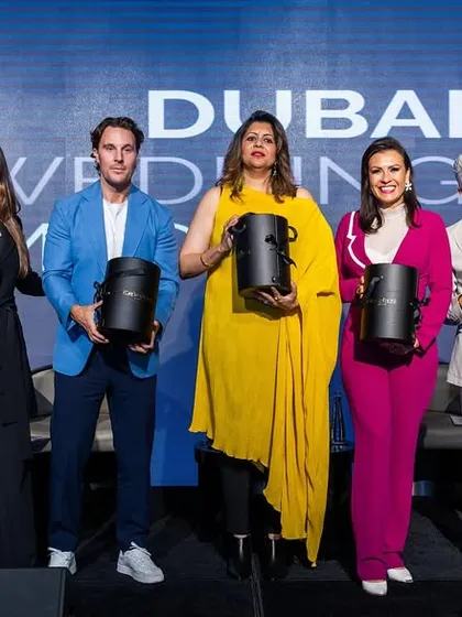 A group photo from the Dubai Wedding Symposium 2025, where I was a keynote speaker on "The Art of Wedding Wellness."