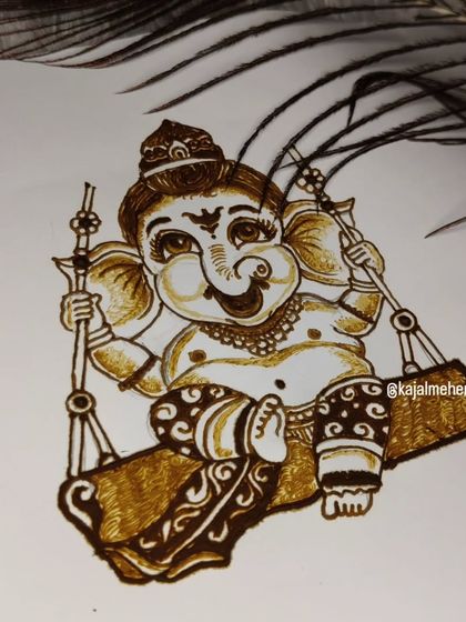 Another angle of the 'Bappa' portrait, showing the fine line work. This kind of art is perfect for celebrating auspicious occasions.