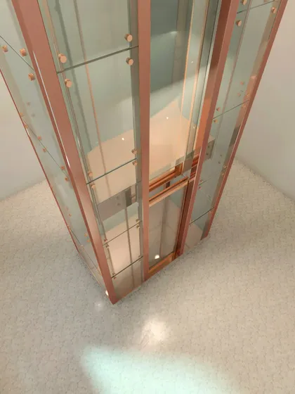 A top-down view of the capsule lift design, showing the glass enclosure and internal cabin details. I provide these detailed 3D visualizations for specialized projects as well.