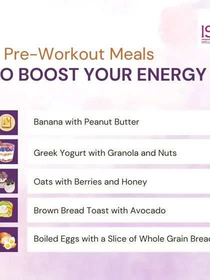 What you eat before your workout makes a huge difference in your performance. I recommend simple, energy-boosting meals like a banana with peanut butter, Greek yogurt with granola, or boiled eggs with whole grain toast to fuel your session.
