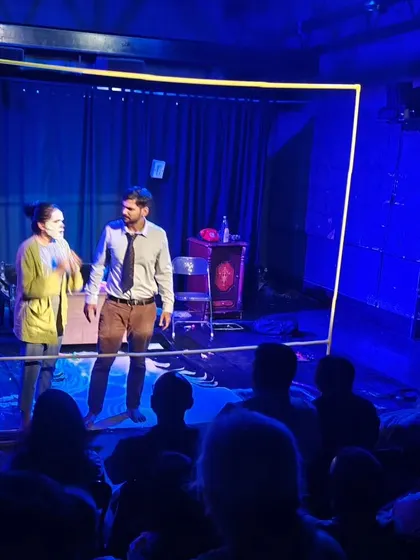 Another angle of a student performance, highlighting the use of creative and minimal set design in our space.