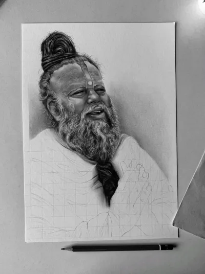 Another angle of the work in progress, showing the grid lines I use for accuracy.