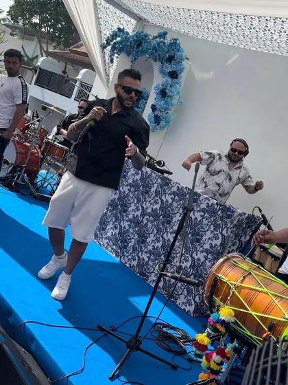 Performing in Phuket with the iconic UK Punjabi singer Juggy D. It was a crazy show, bringing Bhangra beats to a beautiful beach setting.