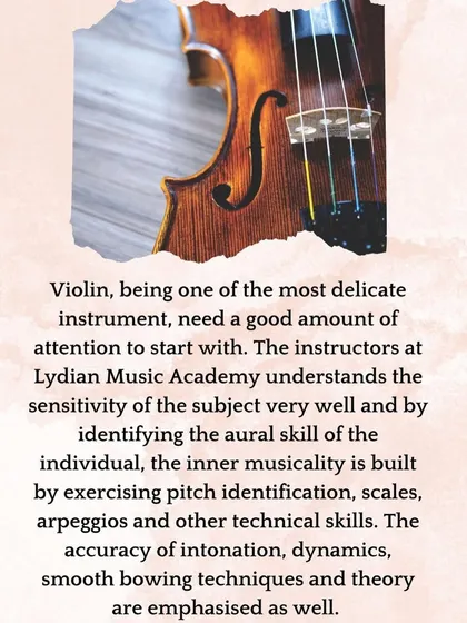 We understand the delicate nature of the violin. Our instructors build aural skills through pitch identification and scales, while emphasizing intonation, dynamics, and smooth bowing techniques.
