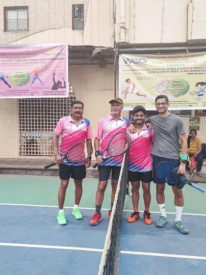 Another shot of the Men's Doubles finalists, capturing the atmosphere of the tournament day.