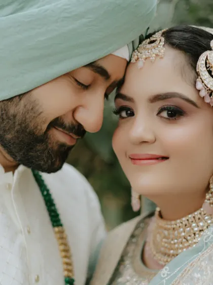 A beautiful moment between the bride and groom. I was so happy to be a part of their special day and enhance her stunning beauty for their Anand Karaj.