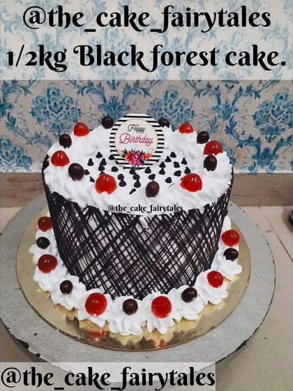Another angle of the classic Black Forest cake, showing the chocolate details.