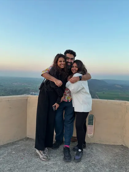 A group hug with the team. This picture perfectly sums up the family vibe we had on the set of 'Nadaaniyan'.