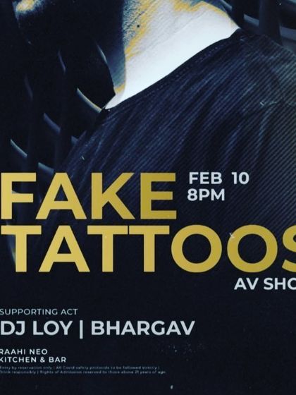 The poster for an AV show with "Fake Tattoos," another example of my collaborative visual performances.