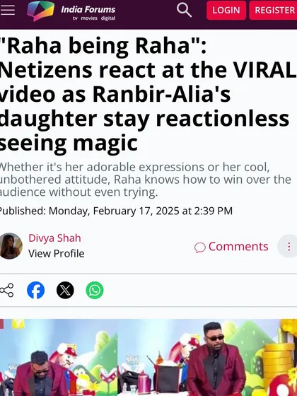 India Forums wrote about the viral video, calling Raha "reactionless" and highlighting the buzz it created online among netizens.