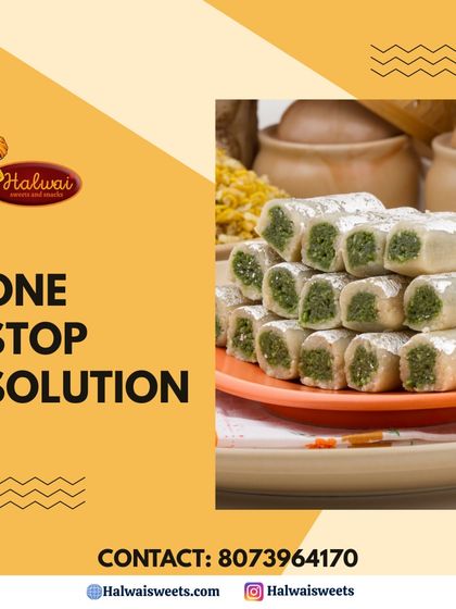 A one-stop solution for all your gifting needs. This image showcases our Pista Roll, a delicious and unique sweet that adds a touch of green to any assorted box.