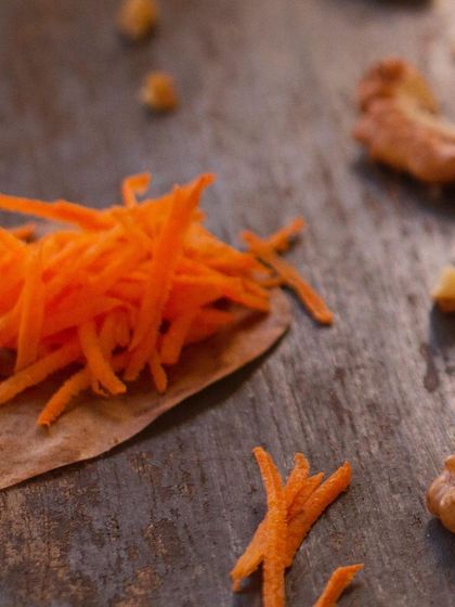 Freshly grated carrots and whole walnuts. These are the wholesome, real ingredients that go into our Carrot Walnut Jar dessert. No shortcuts, just genuine flavour.