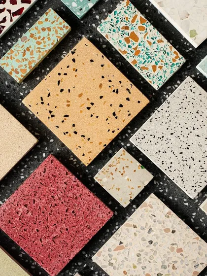 The beauty of terrazzo lies in its endless possibilities. This is just a glimpse into the custom patterns and color palettes we create in our workshop, mixing and matching aggregates to design a surface that is a true reflection of your style.