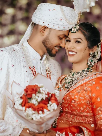 A happy couple makes the perfect picture. I designed a glowing, natural makeup look for this bride that lasted through all the smiles and happy moments of her wedding day.