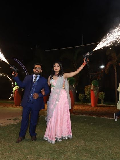 Making a grand entrance at our sangeet. A dramatic entry sets the tone for the entire evening and is a service I love to choreograph.