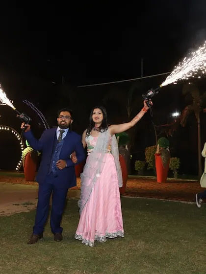 Making a grand entrance at our sangeet. A dramatic entry sets the tone for the entire evening and is a service I love to choreograph.