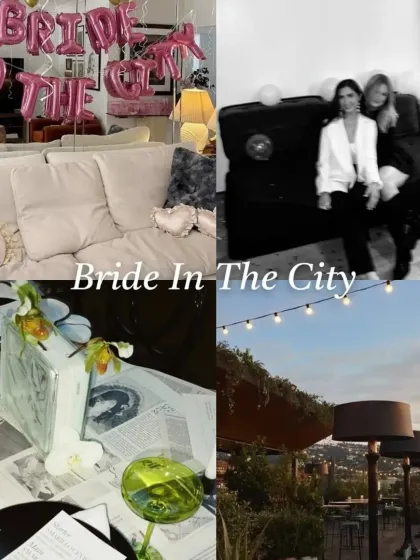 A sophisticated "Bride In The City" theme, inspired by Sex and the City. This includes chic urban decor, a newspaper-print table runner, and stylish cocktails for a cosmopolitan celebration.