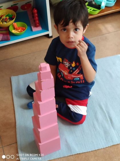Why is the Pink Tower pink? Dr. Montessori found this color was most attractive to children. By making all the cubes one color, the material isolates the quality of size, allowing the child to focus solely on discriminating dimensions.