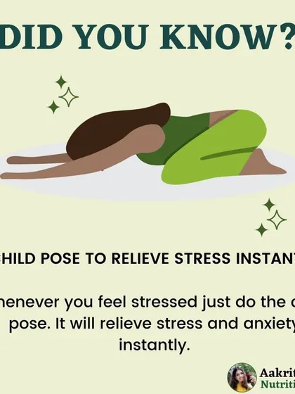 Feeling stressed? Try this simple yoga pose. The Child's Pose, or Balasana, is an amazing way to relieve stress and anxiety almost instantly. It gently stretches your back and calms your nervous system.