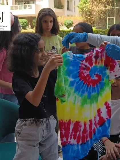 A vibrant tie-dye t-shirt, the result of one of our most popular party workshops. Kids love getting creative and making their own wearable art.