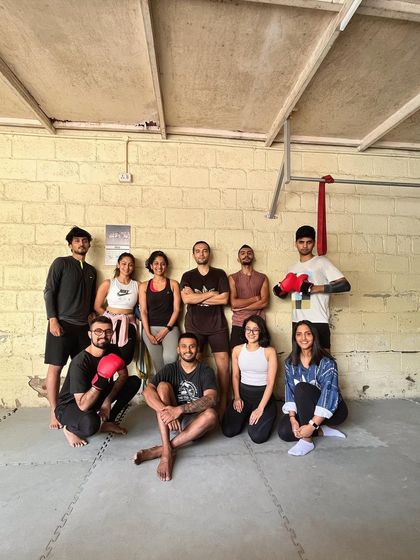 The crew after a leg day full of squats, kicks, and laughs.