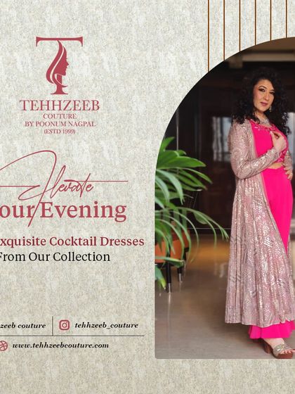 Elevate your evening with this exquisite fuchsia pink cocktail dress. Made from crepe fabric, it features high embroidery work on the shoulders for a touch of glamour.