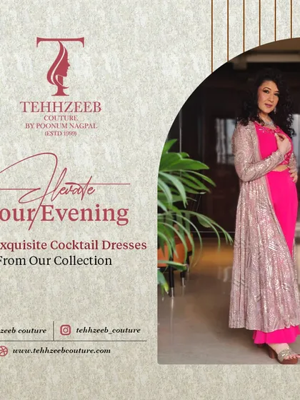 Elevate your evening with this exquisite fuchsia pink cocktail dress. Made from crepe fabric, it features high embroidery work on the shoulders for a touch of glamour.